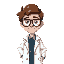 generate a male scientist wearing glasses and labcoat with brown hair.