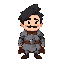a knight without helmet black hair, he is fat and has a moustache