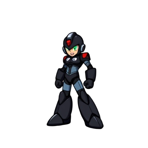 generate a sprite of megaman zero from the megman zero series, except with a black suit on