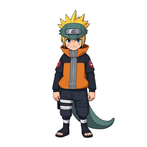 naruto clássico, com pose padrão, estilo desenho do autor kishimoto 