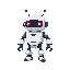 klipbot.pequenos robôs de formato arredondado, com luzes vermelhas.