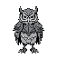 armored owl cartoon, black outline