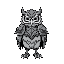 armored owl cartoon, black outline