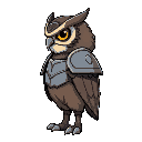 cartoon armored owl side view 