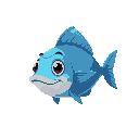 create fish for the game 2d mobile, style cartoon more fun