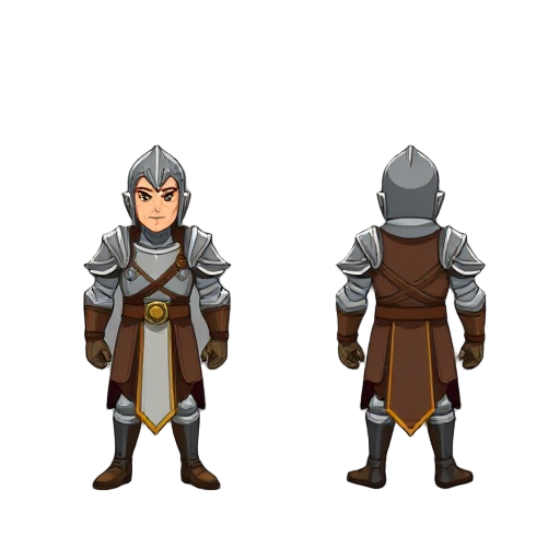generate the sprite of a paladin that is facing the camera, and another where its giving his back