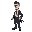 white man, black hair wearing a suit and dress shoes and holding a katana, full body