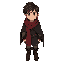  male teenager, soft features but tired eyes. dark brown short messy hair, faded red scarf wrapped around his neck, worn dark gray cloak with a broken edge leather boots