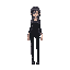an anime female character in black clothes
