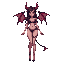 a succubus with fairly revealing attire and very attractive body proportions. make it obvious where the body is and use colours that don't blend together so smoothly/look similar.