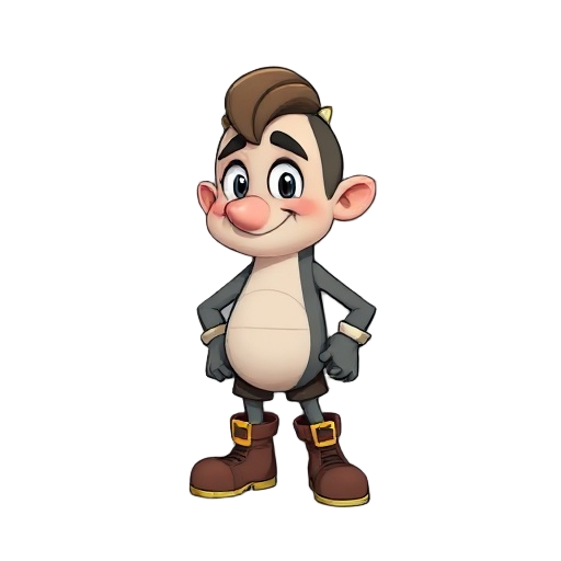 uma semente de milho, com luvas e botas, estilo 32 bits, rosto expressivo.
