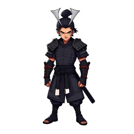 personagem negro de cabelo , grande samurai 