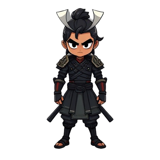 personagem negro de cabelo  grande samurai 