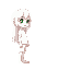 white child with long hair and green eyes, seen from the side.