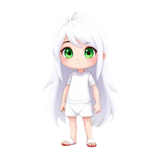 white child with long hair and green eyes.
