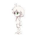 white child with long hair and green eyes, seen from the side.
