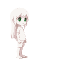 white child with long hair and green eyes, seen from the side.
