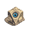 stone texture tetrahedron artifact with one eye