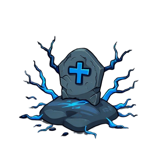 a grave from which blue lines like veins with black edges emanate. these "veins" are like a curse, spreading around from this grave