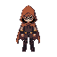 character with cape and hood