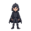 character with cape and hood