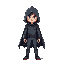 character with cape and hood