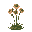  earth-toned flower heads in muted brown and beige tones, looking like tiny capped buds. thick green base. rustic and grounded.