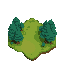 "32x32 pixel art forest edge tile, transition from trees to grass, wargame asset, top-down view"