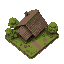 "32x32 pixel art civil war period farmhouse, rural american style, wargame tile, top-down perspective"