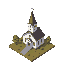 "32x32 pixel art civil war era church with steeple, countryside style, wargame asset, top-down view"