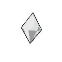 side view of a floating, living, elongated diamond with distinct facets.  greyscale. 16-bit.  pixel art.