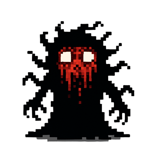 pixeld shadow monster,bloody face with creepy eyrs(16-pixel)