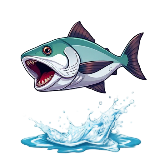 piranha fish jumping out of the water realistically, very detail,  with the effect of water splash, and then returning to the water with splash effect