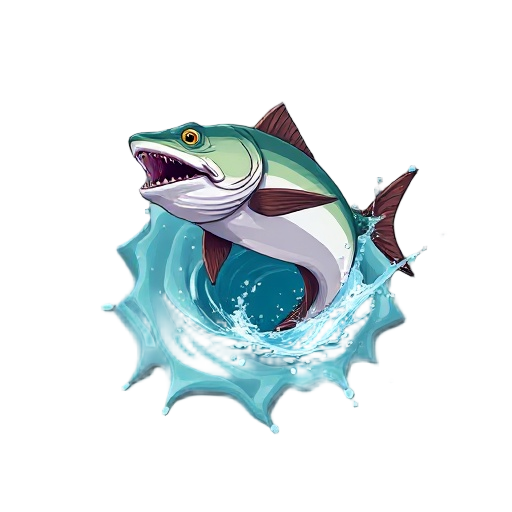 piranha fish jumping out of the water realistically, very detail,  with the effect of water splash, and then returning to the water with splash effect
