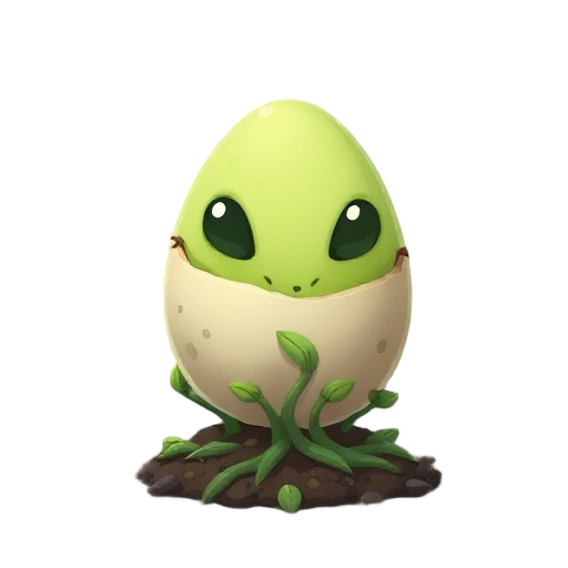 green alien egg sack with roots in the soil