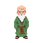an elderly monk with a bald head and white beard, wearing jade green robes, with a monk bead necklace
