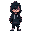 a hooded character with a partially hidden face, wearing bright dark clothes, stands in a side view with hands in pockets and determined eyes; the art style blends celeste and hyper light drifter.
