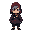 a character who wears a hood and partially hides his face, his clothes are dark but bright and his eyes are determined, he stands with his hands in his pockets, his art style is inspired by celeste an