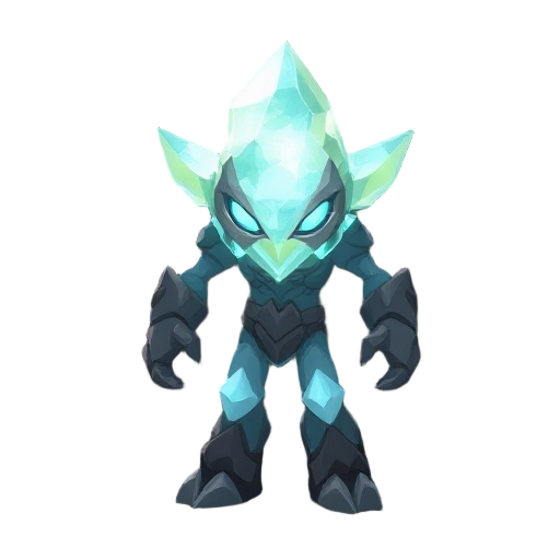 golem boss lighting crystal made of earth with geode rocks that channel lighting energy