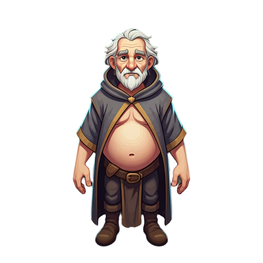 old wizard male white with brown hair brown eyes , warm belly 