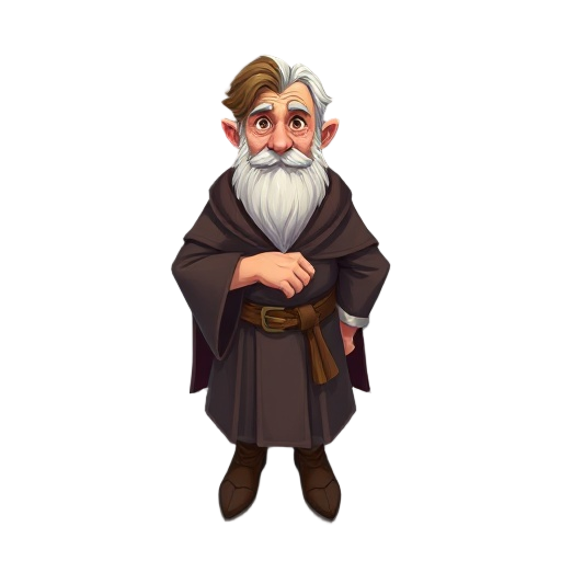 old wizard male white with brown hair brown eyes , warm belly 