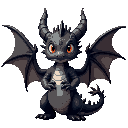 a black dragon with hands