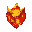  "a glowing, fiery raw crystal, partially molten and pulsing with inner lava-like energy, sharp jagged edges, cracks glowing bright orange and red, radiating intense heat and light, floating slightly in the air from its power, surrounded by soft embers an