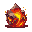 a glowing, fiery raw crystal, partially molten and pulsing with inner lava-like energy, sharp jagged edges, cracks glowing bright orange and red
