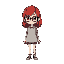 make a girl with red haired hair. she's wearing glasses