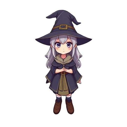 little female wizard without any hat