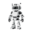 two-tone black-and-white robot with 50 total black squares