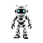 black-and-white robot with 50 total non-white pixels