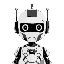 black-and-white robot with 50 total non-white pixels