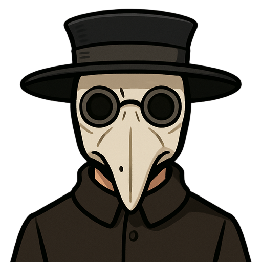a man with a plague doctor mask and hat 1895